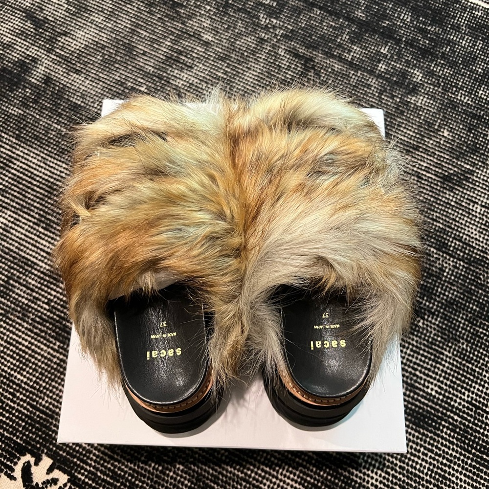 SACAI Fur Slide Sandals